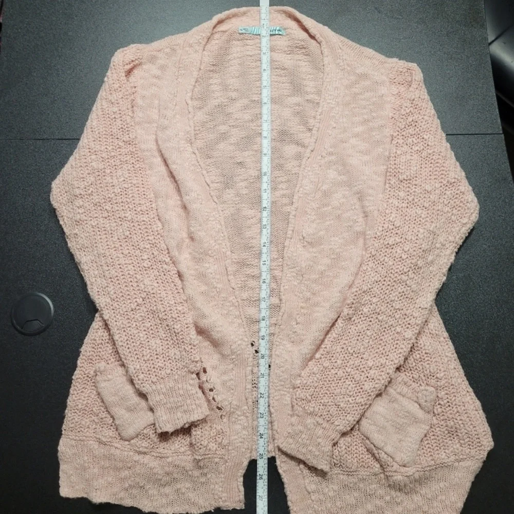Maurices Soft Pink Textured Yarn Cardigan Cotton - Picture 4 of 5